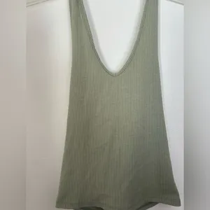 American Eagle Ribbed Halter Top Open Back V Neck Size XS Green thumbnail 3
