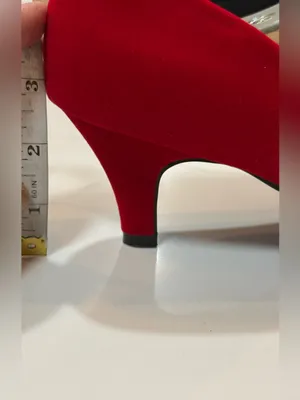 MAIERNISI JESSI Women's Classic Round Toe Pump Kitten Low Heel Velvet Red Shoes thumbnail 8