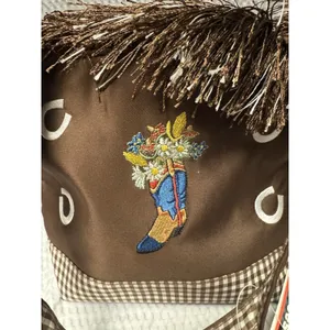 Abetta Accessories Western Fringe Tote Brown Gingham Cowboy Boot Floral‎ NWT Bag thumbnail 2