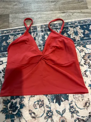 Abercrombie Twist Front Spaghetti Strap Crop Top - Rustic Red thumbnail 6