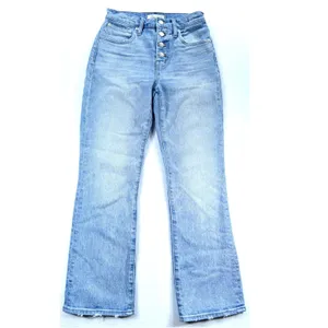 Madewell Demi-Boot Cut Jeans Light Wash Blue Button Fly High Rise Denim Womens thumbnail 3