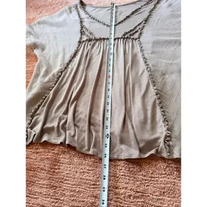 Nine West 996 Beaded Beige Boho Top Tunic Size L thumbnail 4