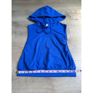 NWOT Halara Hooded Drawstring Sleeveless Cropped Running Tank Top blue size XS thumbnail 7