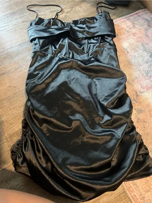 Lucy in the Sky Black Ruched Mini Dress thumbnail 10