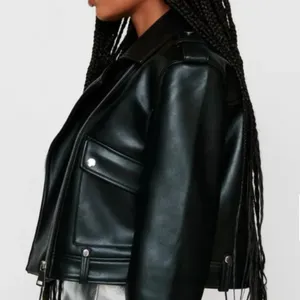 Nasty Gal Faux Leather Biker Jacket in Black sz 6 thumbnail 2