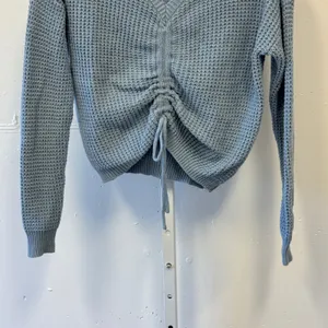 Sincerely Jules Blue Waffle Knit Cinched Front Drawstring‎ Sweater Size Medium thumbnail 4