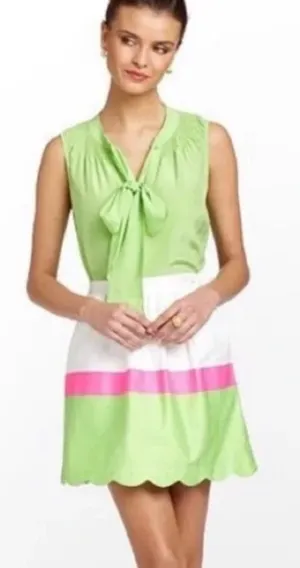 Lilly Pulitzer Colorblock Stripe Mimosa Skirt Scallop Hem Pockets Size‎ Large thumbnail 1