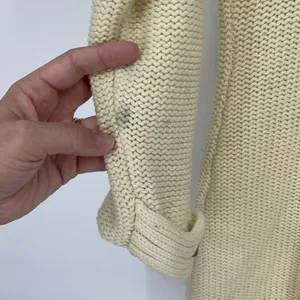 Vintage Monarch Knits Cable‎ Knit Hooded Toggle Cardigan Sweater Ivory Size L thumbnail 7