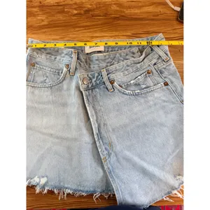 AGOLDE Criss Cross Distressed Denim Mini Skirt Light Wash 27 thumbnail 8