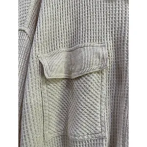 Aerie LumberJane Waffle Shirt Cream Ivory Oversized Button Down Top Medium thumbnail 3