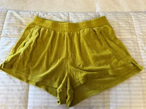 Offline by Aerie Women's Terrycloth Shorts Size Large Yellow Green Summer Pool thumbnail 1