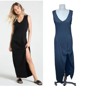 N:Philanthropy Bessie Maxi Dress Sleeveless Slit Draped Jersey‎ Black Size Small thumbnail 2