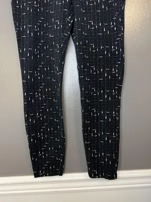 Old Navy Leggings Womens Medium Black White Grid Print Stretch Pull On Cotton thumbnail 3