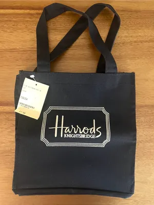 Vintage Harrods Knightsbridge Tote Bag Black Embroidered Logo NWT New w/ Tags thumbnail 1