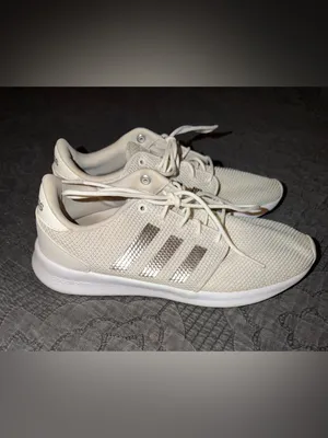 adidas Women’s Cream Knit Sneakers with metallic Stripes thumbnail 2