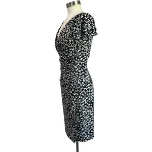 LAUREN Ralph Lauren Black Abstract Floral Surplice Dress Size 6‎ thumbnail 3