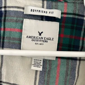 American Eagle Boyfriend Fit Plaid Flannel Shirt Size S 100% Cotton thumbnail 9