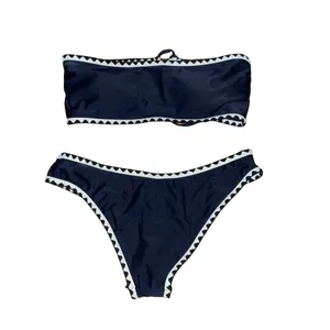 SheIn Whip Stitch Lace Up Bandeau Bikini thumbnail 5
