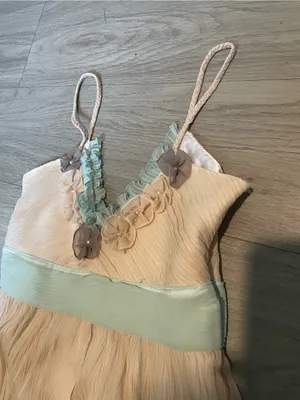 Women’s Cream Midi Dress with Light Blue Waistband thumbnail 2