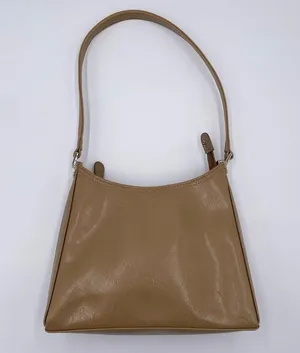 Vintage Y2K Liz Claiborne Faux Leather Shoulder Bag Purse Tan Patent Minimalist thumbnail 3