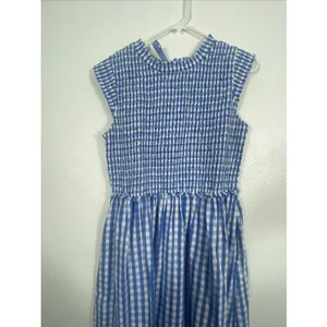 Crown & Ivy Blue Gingham Smocked Midi Dress Sleeveless Womens Size 8 Excellent thumbnail 6