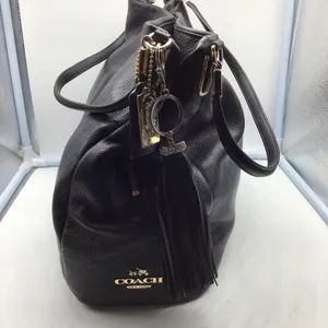 COACH black leather three compartment shoulder bag thumbnail 11