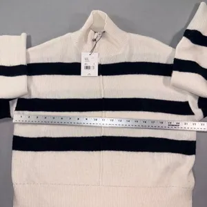 Gibson Latimer Womens Striped Mock Neck Sweater Ivory Black Size S NEW thumbnail 5