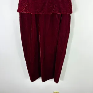 Talbots Midi Dress Womens‎ 6 Red Velvet Short Sleeve Romantic Modest Vintage thumbnail 4