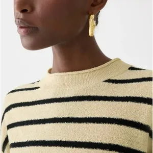 J.Crew Cropped Boucle Rollneck Sweater Striped Cotton Blend Nautical XXL NWT thumbnail 2