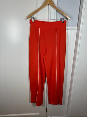 SPANX air essentials pique straight track pants in poppy size medium sporty work thumbnail 2