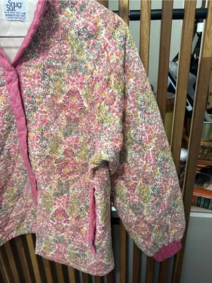 Vintage Snug Suit Floral Quilted Jacket Heritage Pink Calico Coat M thumbnail 7
