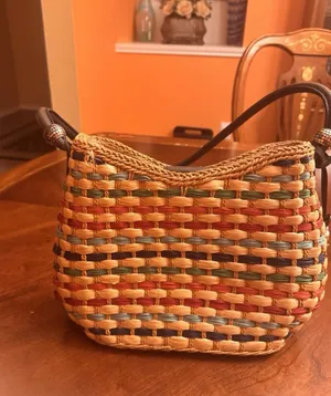 Brighton, Straw and Red Leather Shoulder Bag thumbnail 1