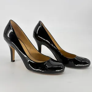 Nine West Ambitious Pumps Womens 7.5 Black Patent Leather Stiletto Round‎ Toe thumbnail 2
