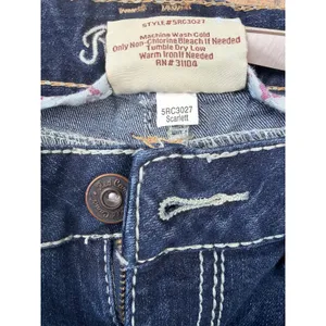 Y2K Low Rise Red Camel Scarlett Skinny Jeans Thick Stitch Embroidered Size 9‎ thumbnail 7