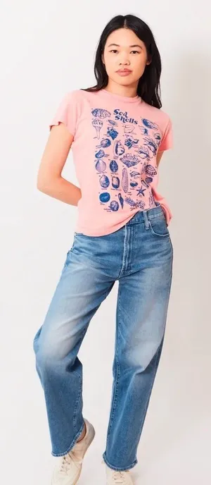 NWT Mother Denim The Dodger Flood Loose Fit Jeans in Mediterranean Muse Blue 28 thumbnail 1