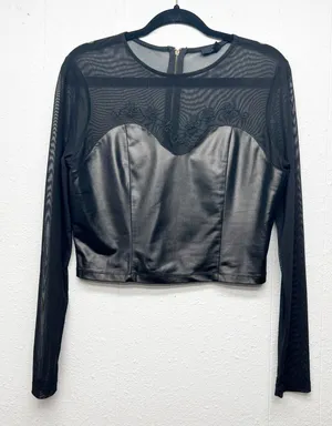 Iris Los Angeles Faux Leather Mesh Top Women XL Whimsigoth Witchy Y2K Dark Fairy thumbnail 1