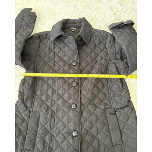 Jones New York Black Quilted Jacket Coat Collared Button Up‎ Padded Classic thumbnail 5