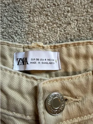 ZARA Cream Straight Leg Cargo Pants thumbnail 5