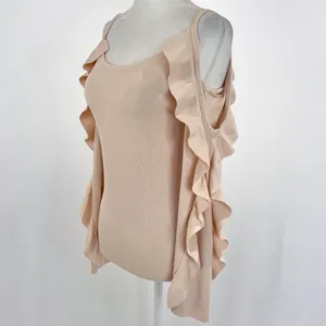 Club Monaco Ruffle Trim Cold Shoulder Long Sleeve Sweater Blush Pink Size XS thumbnail 7