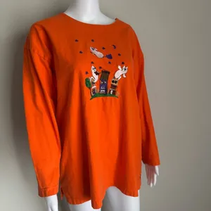 Vintage Halloween Haunted House 100% Cotton Long Sleeve Top Size M thumbnail 2