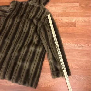Dennis Basso Coat Reversible Faux Suede Fur Mink Brown Hooded thumbnail 13