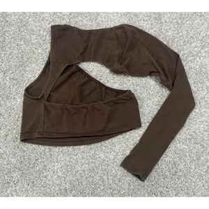 Motel Brown Asymmetrical One Shoulder Long Sleeve Crop Top Size Small thumbnail 5