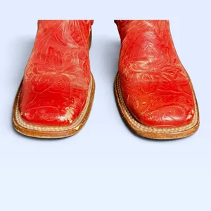 Vintage Dan Post Red Tooled Leather Cowboy Boots Women 7.5 M Square Toe Western thumbnail 8