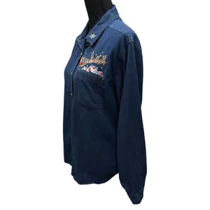 VTG Cabin Creek Long Sleeve Button‎ Up Blue Denim Jeans Shirt Womens Size Large thumbnail 5