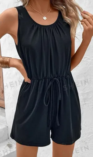 SheIn Tie Front Slant Pockets Tank Romper thumbnail 5