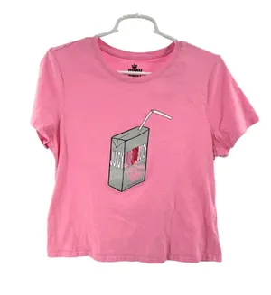 Juicy Couture pink baby tee XL juice box fitted cap sleeve retro cropped thumbnail 1