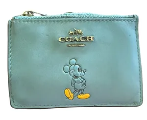 Coach X Disney Blue Leather ID Card Coin Wallet thumbnail 1