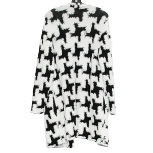 Chicos Cardigan Long Houndstooth Fuzzy Open Cottage Cozy Statement 1 Medium 8 thumbnail 2