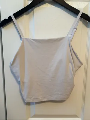 Aerie Offline Square Neck Cropped Tank in White thumbnail 2