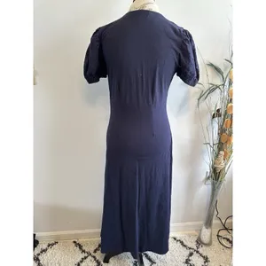 Boden Dress 14R Blue‎ Ponte Knit Stretch Short Puff Sleeve Midi thumbnail 3